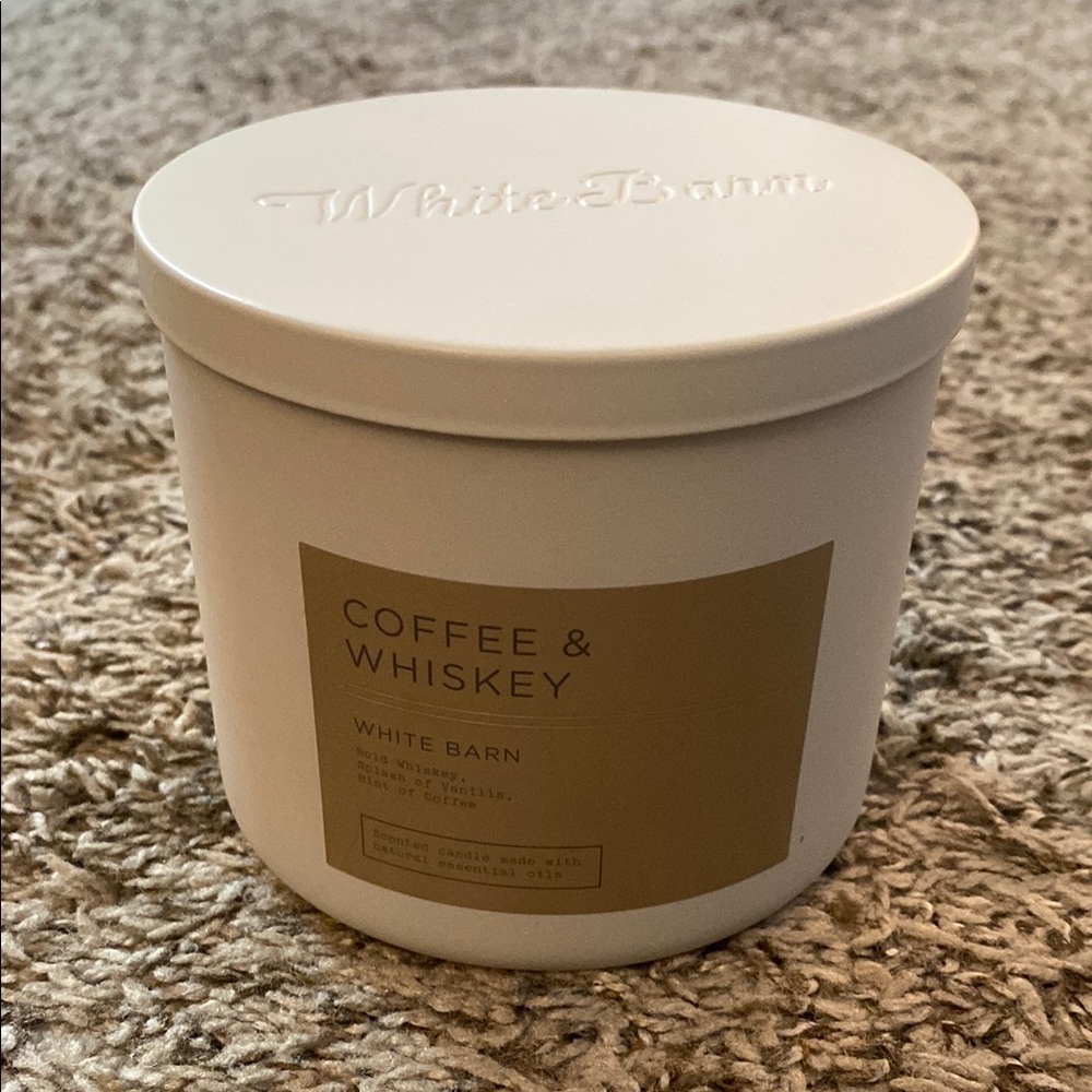 White Barn Coffee & Whiskey Scented Candle - White